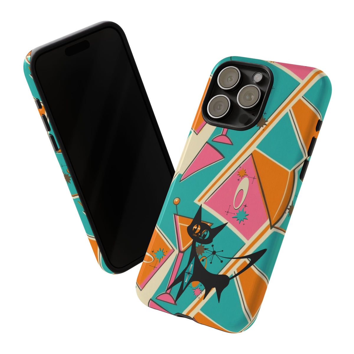 Atomic Cat Mid Mod Retro Cat Phone Case - Tough Cases for Stylish Cat Lovers