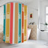 Retro Floral Scandinavian Mid Mod Boho Floral Shower Curtain - Colorful Striped Design for Vibrant Bathrooms - Mid Century Modern Gal