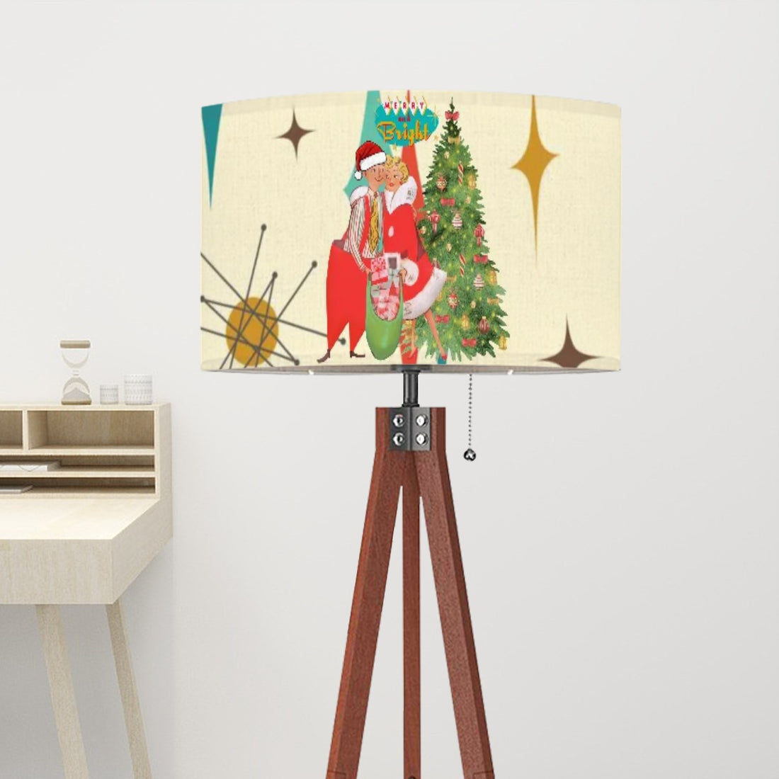 Franciscan Diamond Retro Vintage Kitschy Christmas Tripod Floor Lamp Shade ONLY