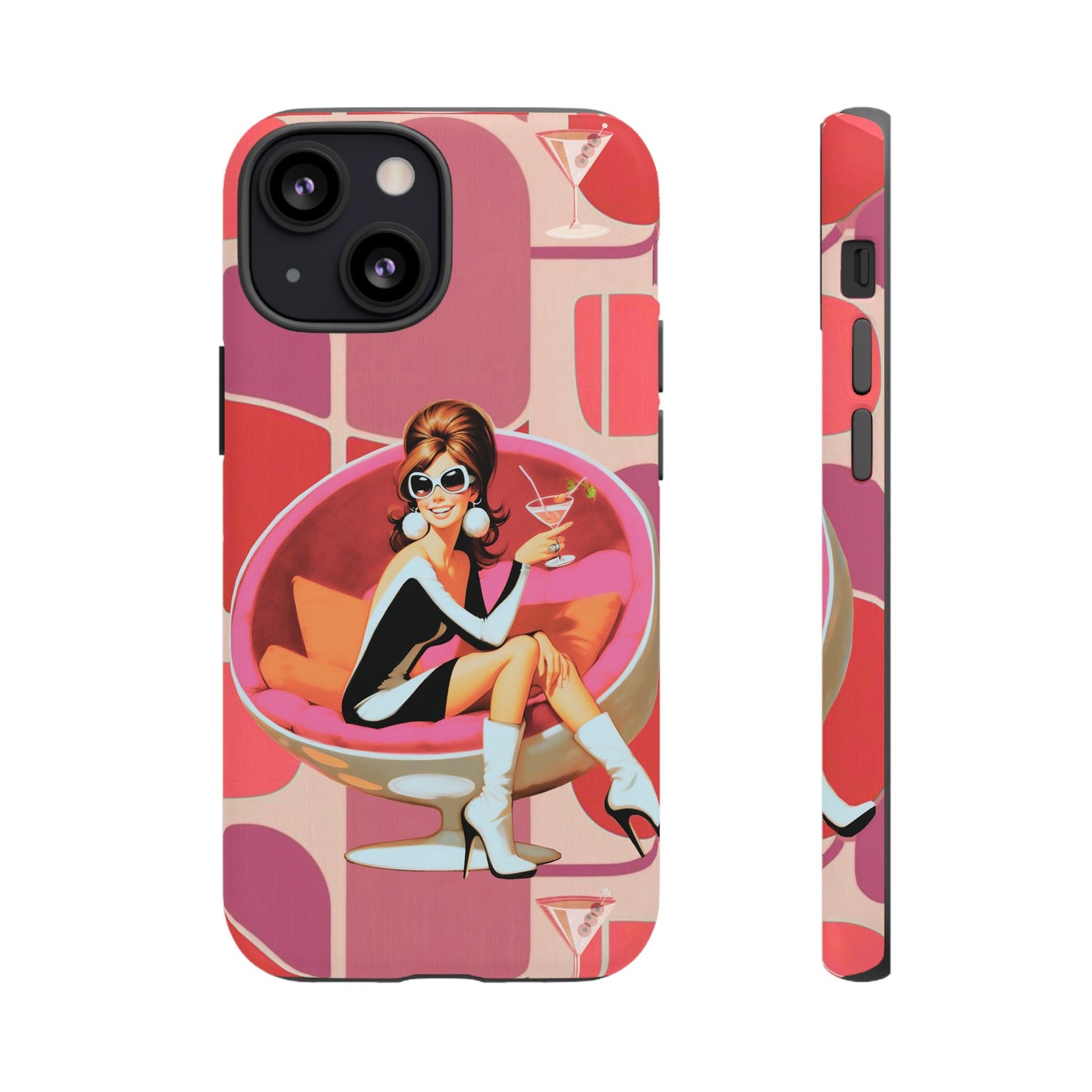 Mid Mod 60s Mod Gal, Kick Back Enjoy, Retro Chic Phone Case with Cocktail Design - Mid Century Modern Gal