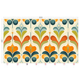 Scandinavian Floral Orange Blue, Green, Mid Mod Peel And Stick Wall Murals - Mid Century Modern Gal