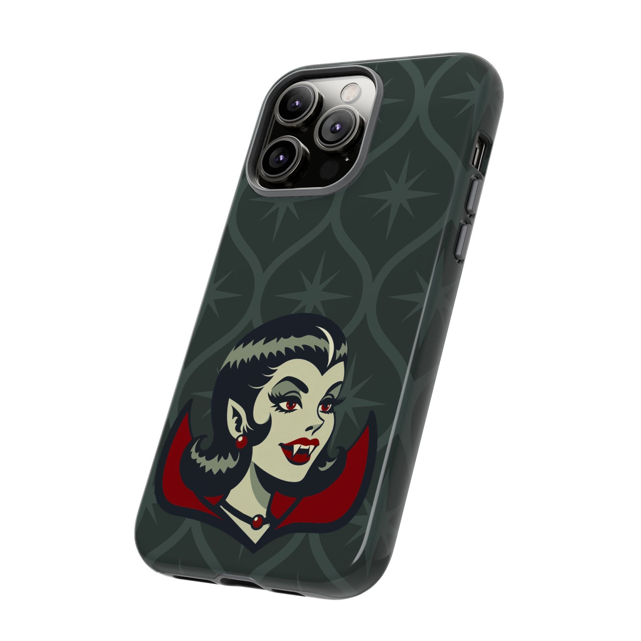 Vampire Dracula Girl Halloween Goth Horror Buff MCM Green Tough Phone Case
