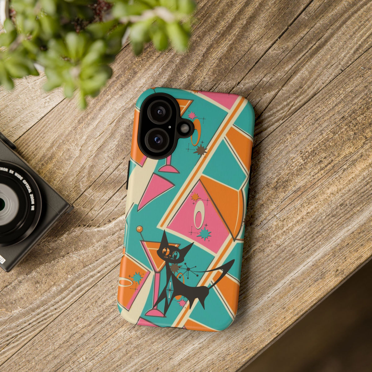 Atomic Cat Mid Mod Retro Cat Phone Case - Tough Cases for Stylish Cat Lovers