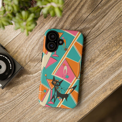 Atomic Cat Mid Mod Retro Cat Phone Case - Tough Cases for Stylish Cat Lovers