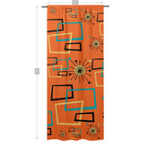 Mid Century Modern Atomic Starburst Orange Curtain, Single Panel - Mid Century Modern Gal