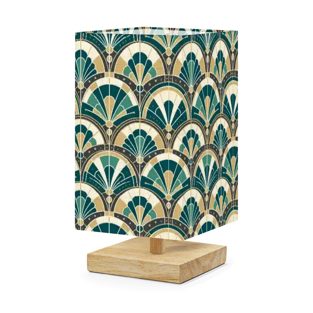 Art Deco Peacock Inspired Square Table Lamp