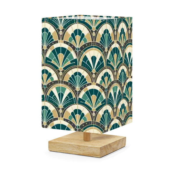 Art Deco Peacock Inspired Square Table Lamp