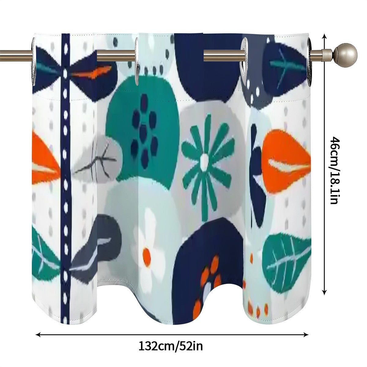 Scandinavian Modern orange Blue Modern Danish Curtain Valances - Mid Century Modern Gal