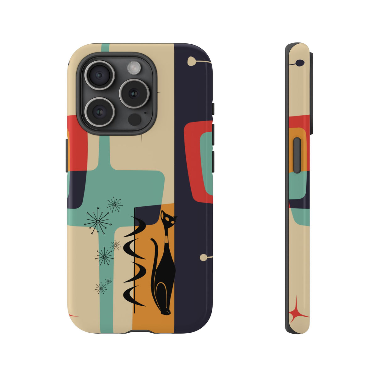 Mid Century Modern, Geometric, Atomic Cat Groovy Smart Phones Tough Phone Cases