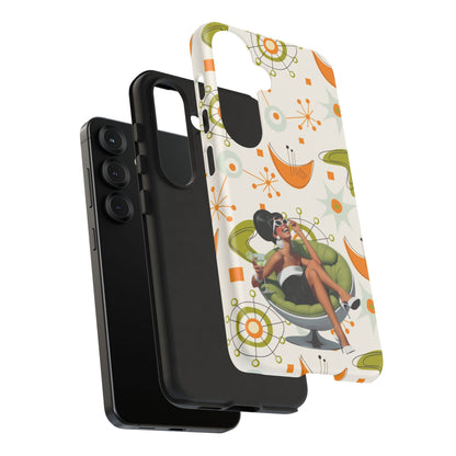 Mid Century Modern Atomic Starburst Mid Mod 60s Gal Retro Chic Tough Phone Case with Vintage Glamour Design
