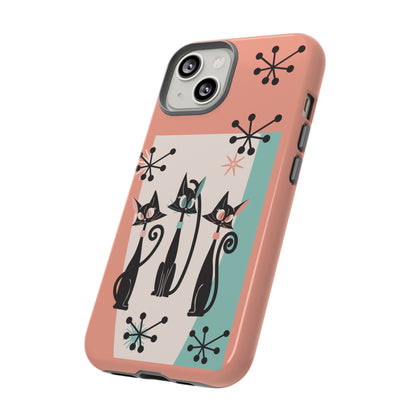 Atomic Cat Mid Mod Coral Aqua Blue Starburst Kitschy Fun Chic Samsung, Smart Phones Tough Cases