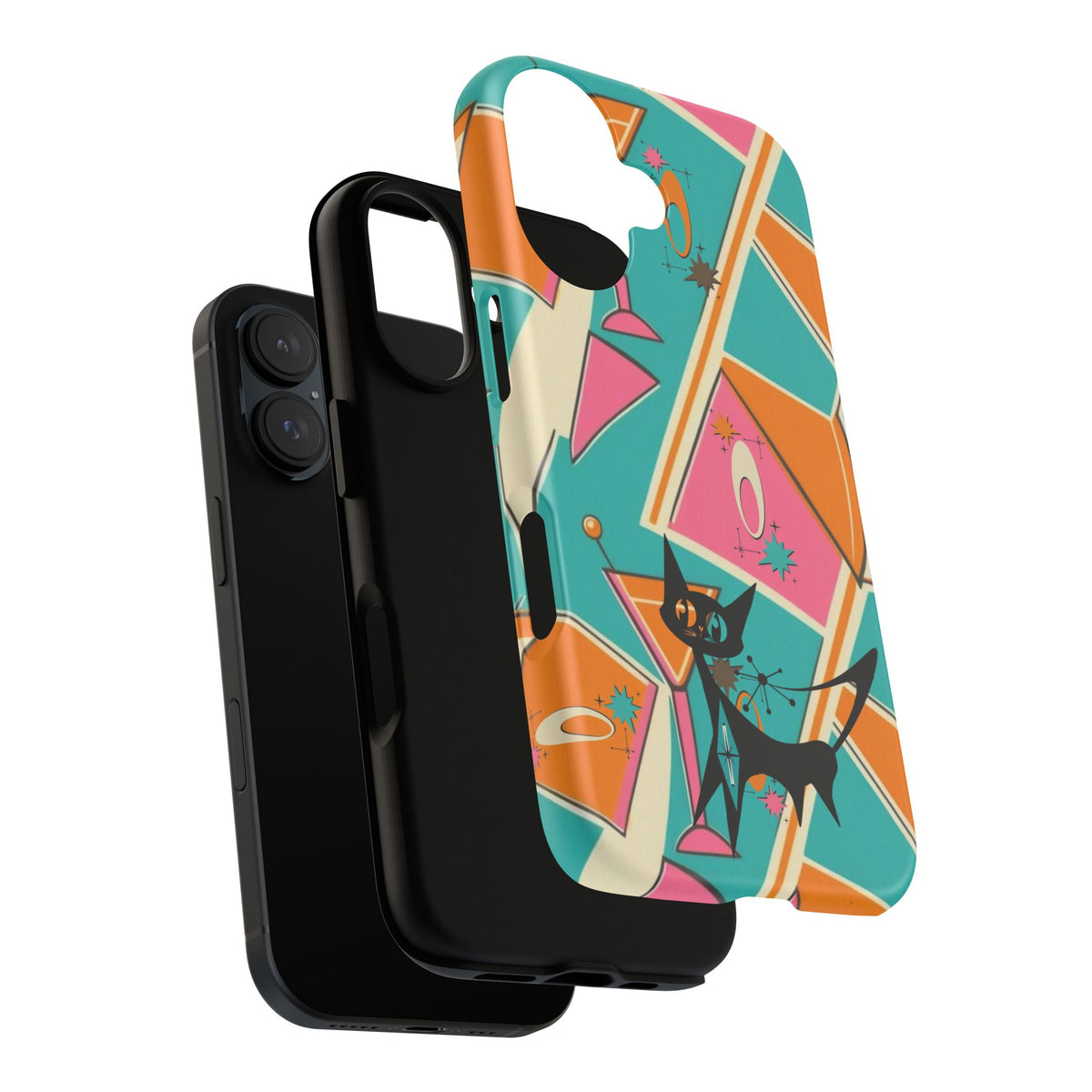 Atomic Cat Mid Mod Retro Cat Phone Case - Tough Cases for Stylish Cat Lovers