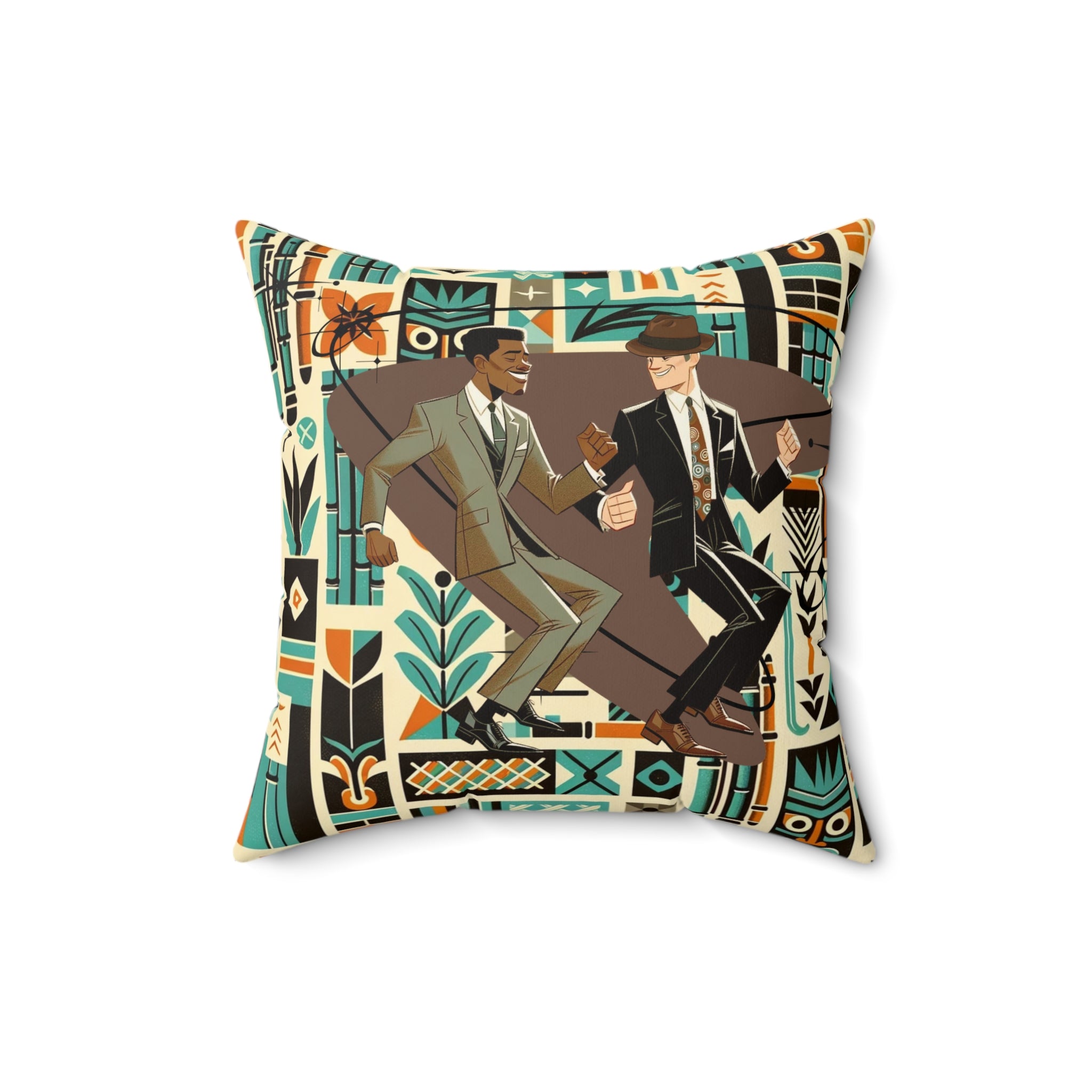 Mod Men Tiki Lounge Palm Springs Cali, Retro Mod Dance Vibe Pillow - Mid Century Modern Gal