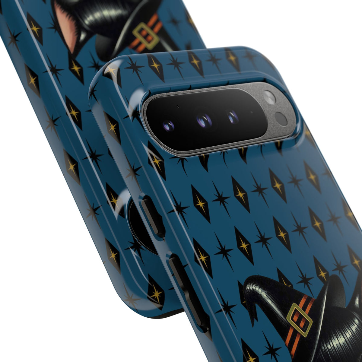 Vintage Halloween Black Cat Sexy Sexton Mid Century Modern Blue Tough Phone Case