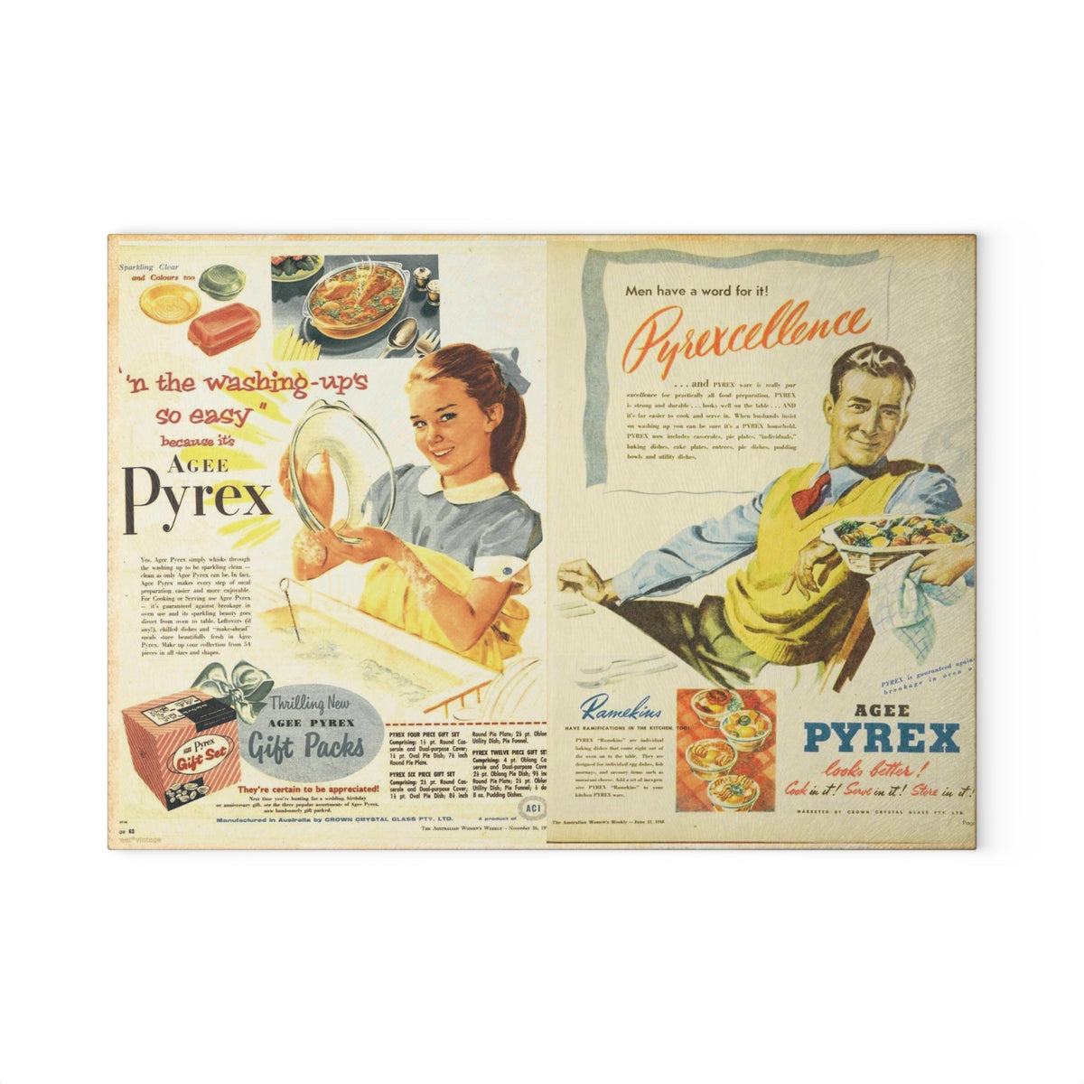 Vintage Ad 1940's, 50's Retro Kitchen, Collectors Mid Century Modern Cutting Board - Mid Century Modern Gal