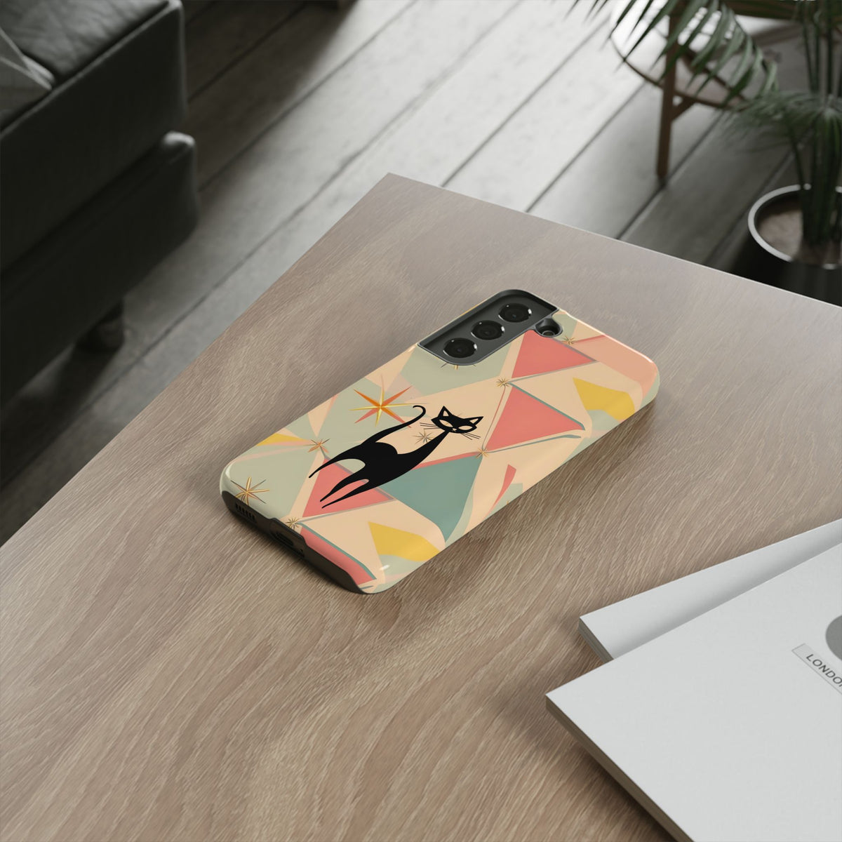 Atomic Cat Mid Mod Retro Cat Phone Case | Tough Cases with Vintage Vibe | Ideal for Cat Lovers