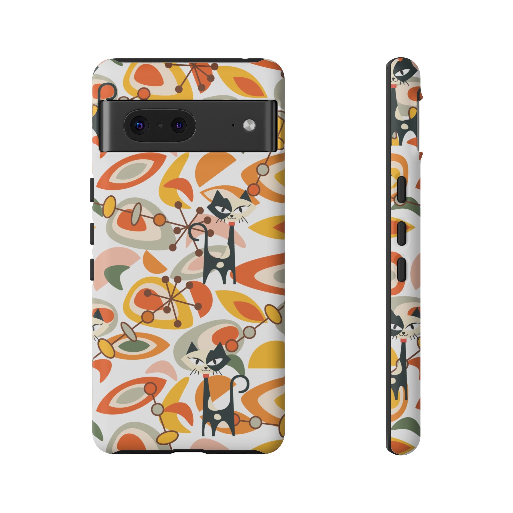 Atomic Cat Mid Mod Orange, Yellow, Groovy Cat Smart Phone Tough Cases