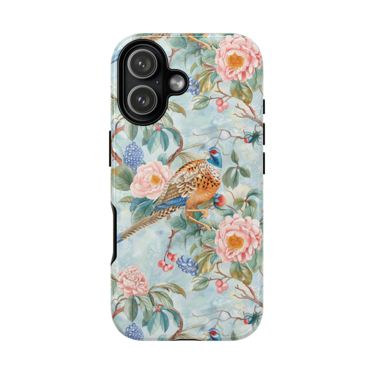 Chinoiserie Designed Floral Pheasant Phone Case with Bird Design