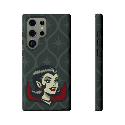 Vampire Dracula Girl Halloween Goth Horror Buff MCM Green Tough Phone Case - Mid Century Modern Gal