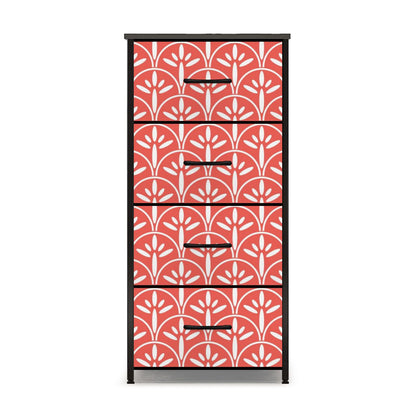 Mid Century Modern Stylish Art Deco Coral and White MCM 4-Drawer Dresser - Mid Century Modern Gal