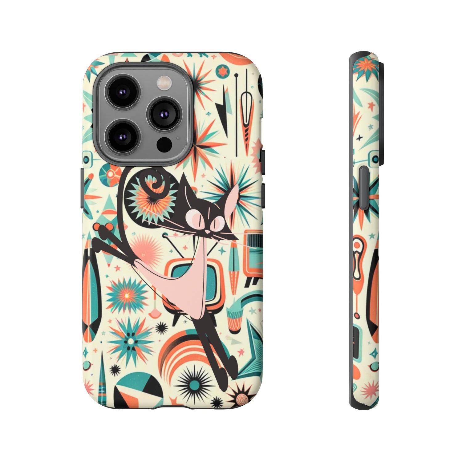 Atomic Kitty Boomerang Space Kitty Mid Century Modern Samsung, Smart Phone, Tough Cases