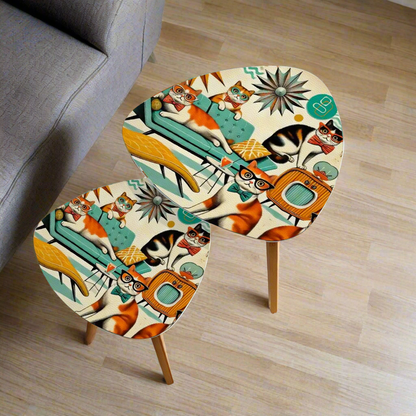 Kitschy Cats, Mid Century Modern Quirky Fun Nesting Tables - Mid Century Modern Gal