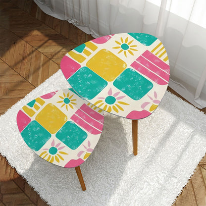 Mid Century Modern Palm Springs Moderism Teal Pink Yellow Nesting Tables - Mid Century Modern Gal