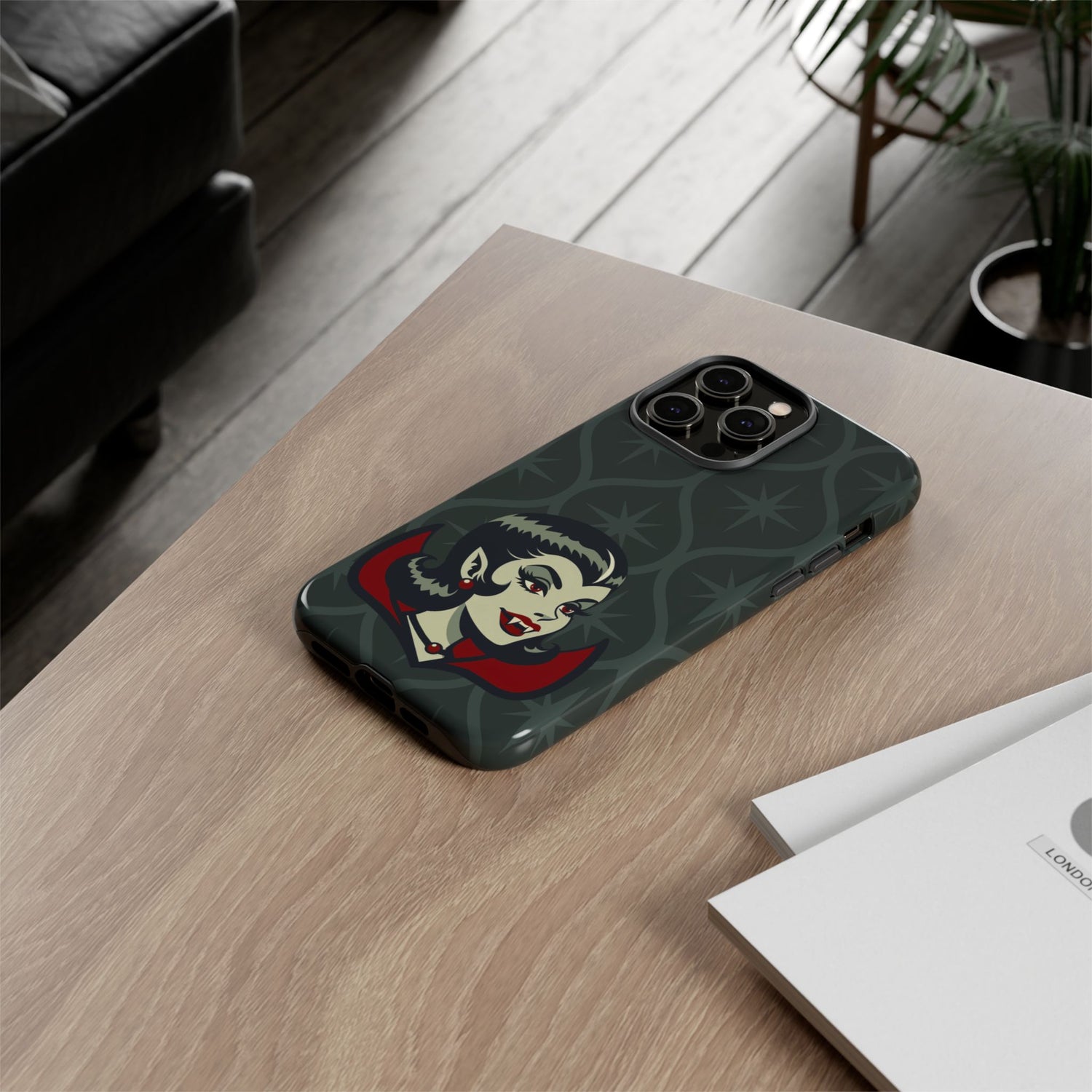 Vampire Dracula Girl Halloween Goth Horror Buff MCM Green Tough Phone Case