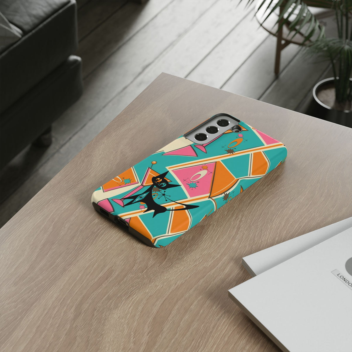 Atomic Cat Mid Mod Retro Cat Phone Case - Tough Cases for Stylish Cat Lovers