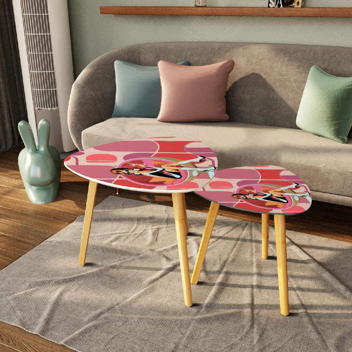 Mid Century Modern Gal Retro 60s Pink Kitschy Cocktail, Nesting Tables - Mid Century Modern Gal