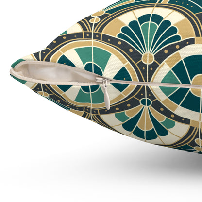 Art Deco Peacock Inspired Pillow Cover and Insert