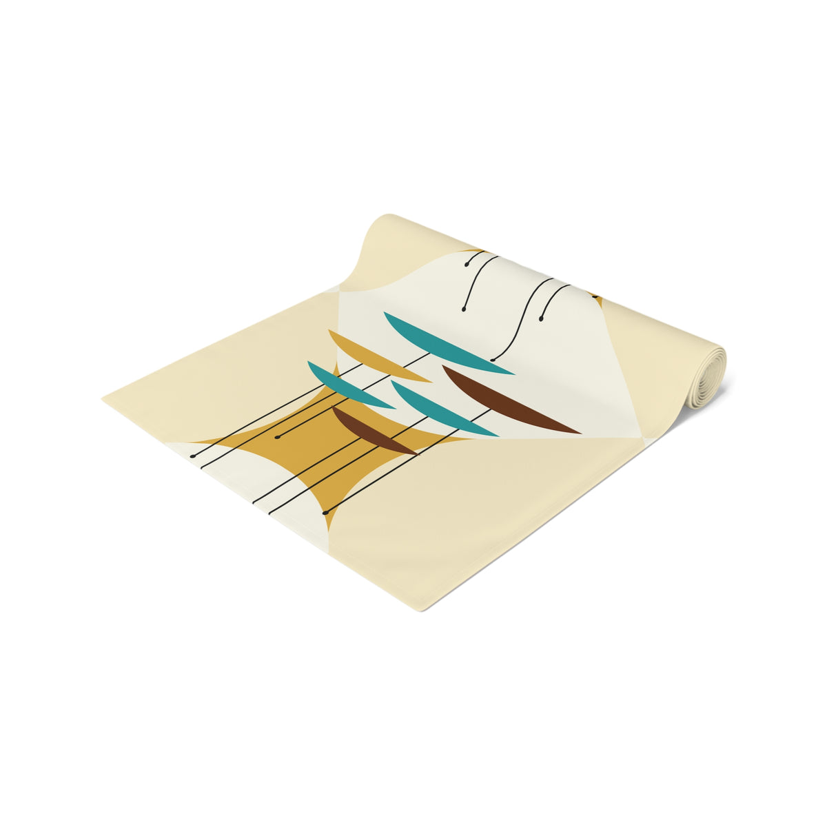 Mid Century Modern Geometric Moderninst, Minimal Beige MCM Table Runner - Mid Century Modern Gal