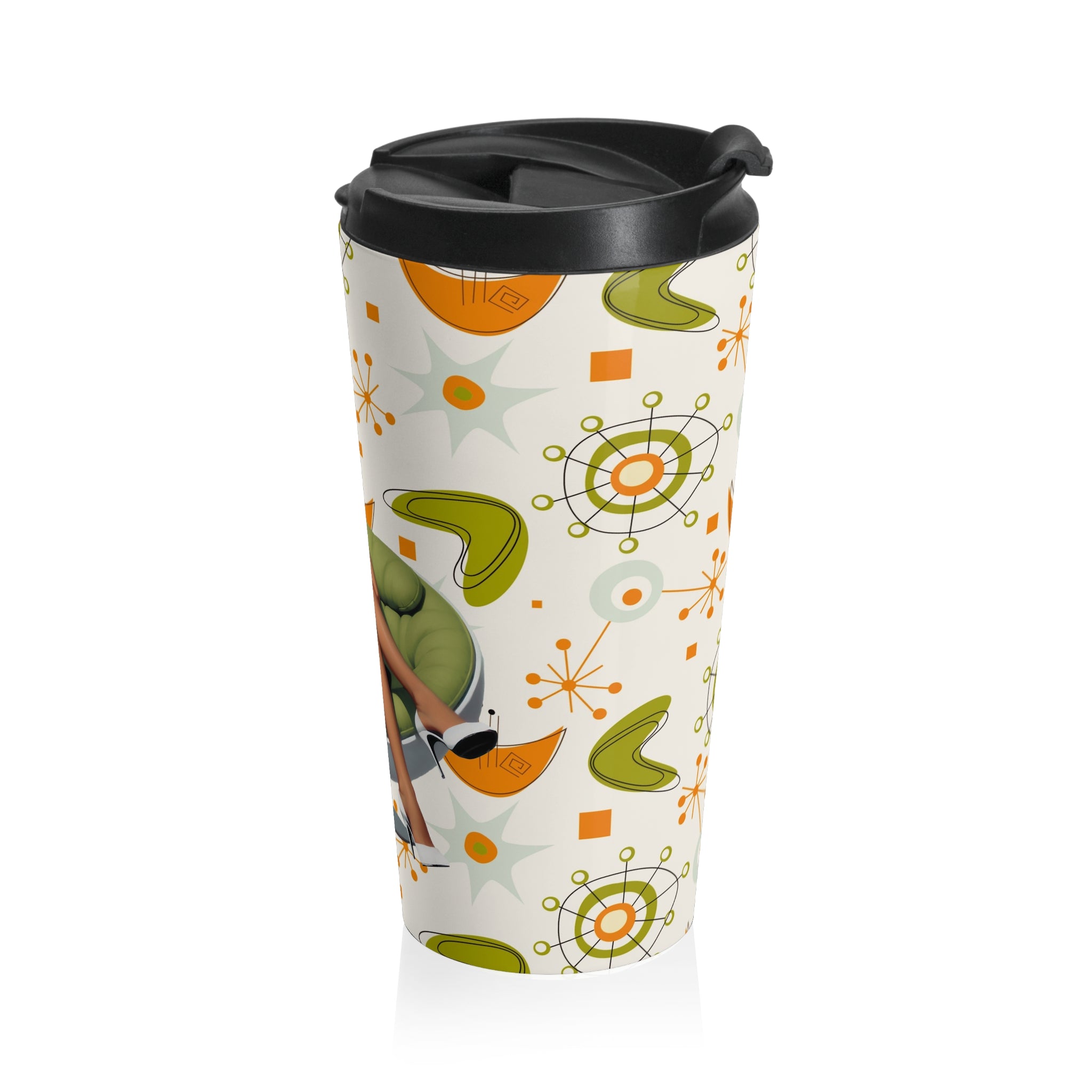 Retro 60s Mod Gal, Atomic Starburst Pattern Chic Stainless Steel Travel Tumbler - Mid Century Modern Gal