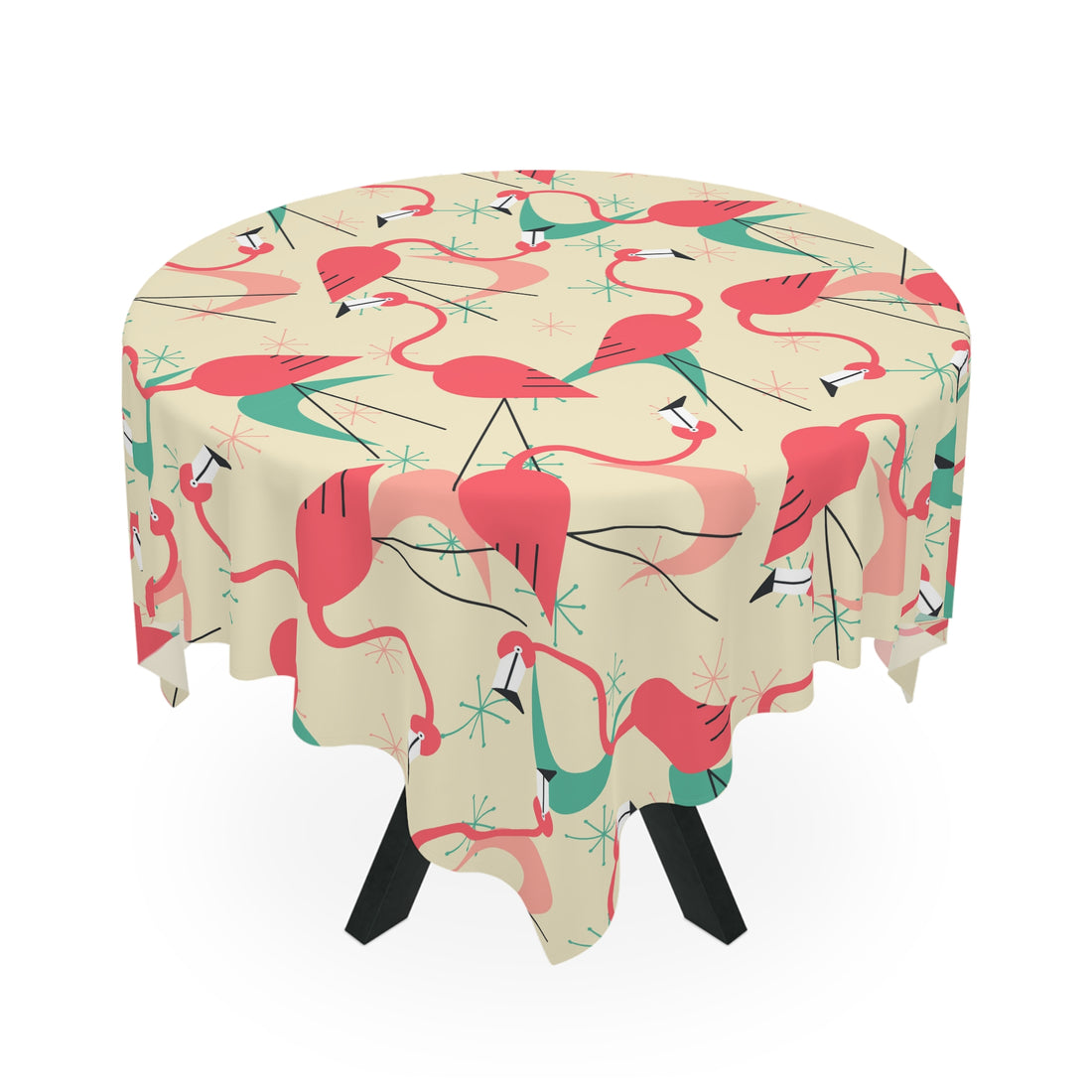 Mid Mod Retro Kitschy Palm Springs California Tropical Flamingo Tablecloth - Perfect for Summer Vibes - Mid Century Modern Gal