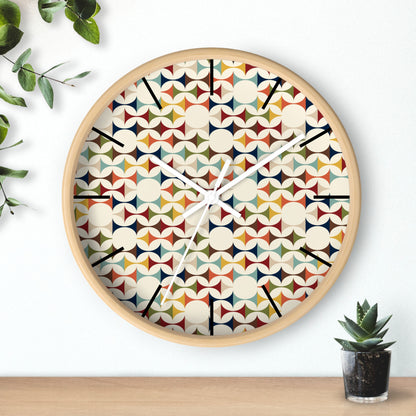 Mid Century Modern Scandinavian Designed, Geometric Retro Colorful Retro Wall Clock