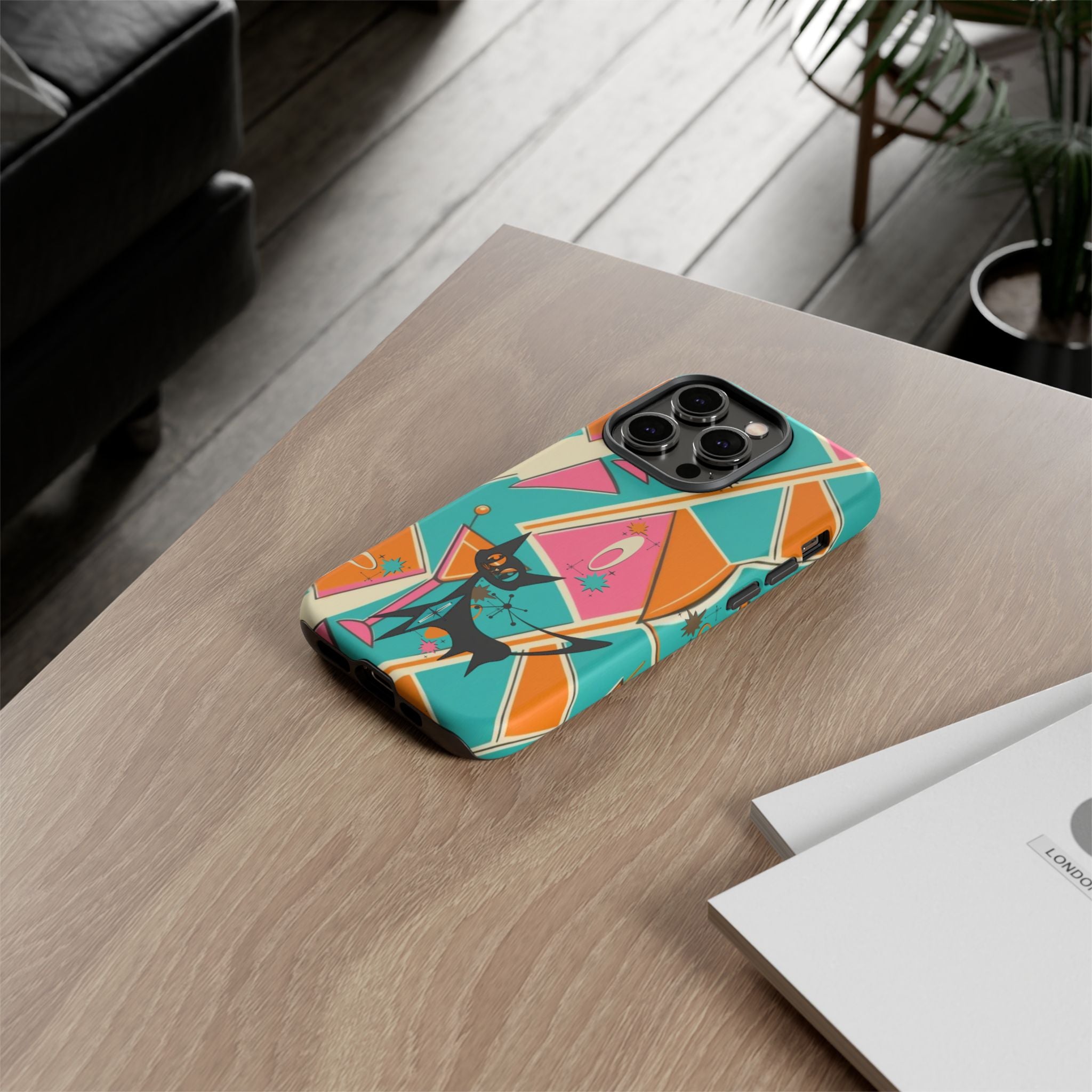 Atomic Cat Mid Mod Retro Cat Phone Case - Tough Cases for Stylish Cat Lovers