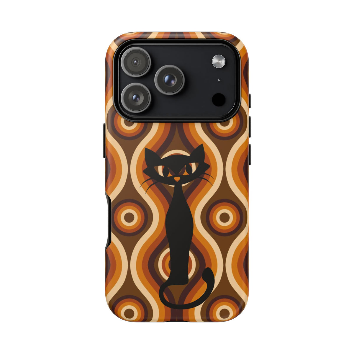 Retro Phone Case, Groovy Brown, Atomic Kitsch Cat Tough Smart Phone Cases