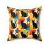 Pop Art Black Atomic Cats, Red Blue Yellow, Pillow Cover and Insert - Mid Century Modern Gal