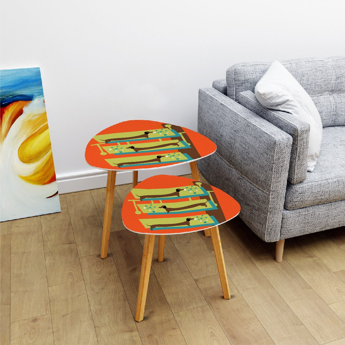 Mid Century Modern Nesting Tables, Retro Dachsund Doxie Dog Lover Decor - Mid Century Modern Gal
