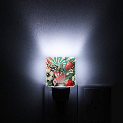 Atomic Cat Retro Strawberry Set Of Two Plug In Night Lights