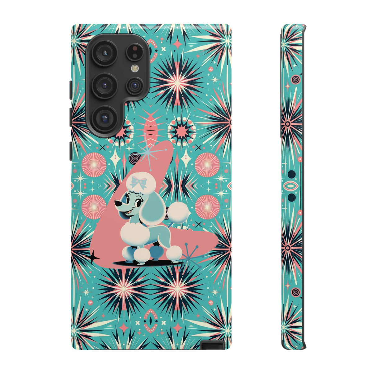 1950s Mid Century Modern Atomic Pink, Poodle Retro Smart Phone Tough Cases