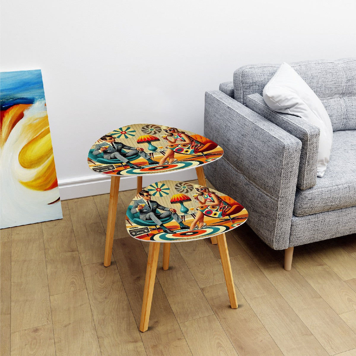 Mid Century Modern Kitschy Mod Couple, MCM Barware Cocktail Nesting Tables - Mid Century Modern Gal
