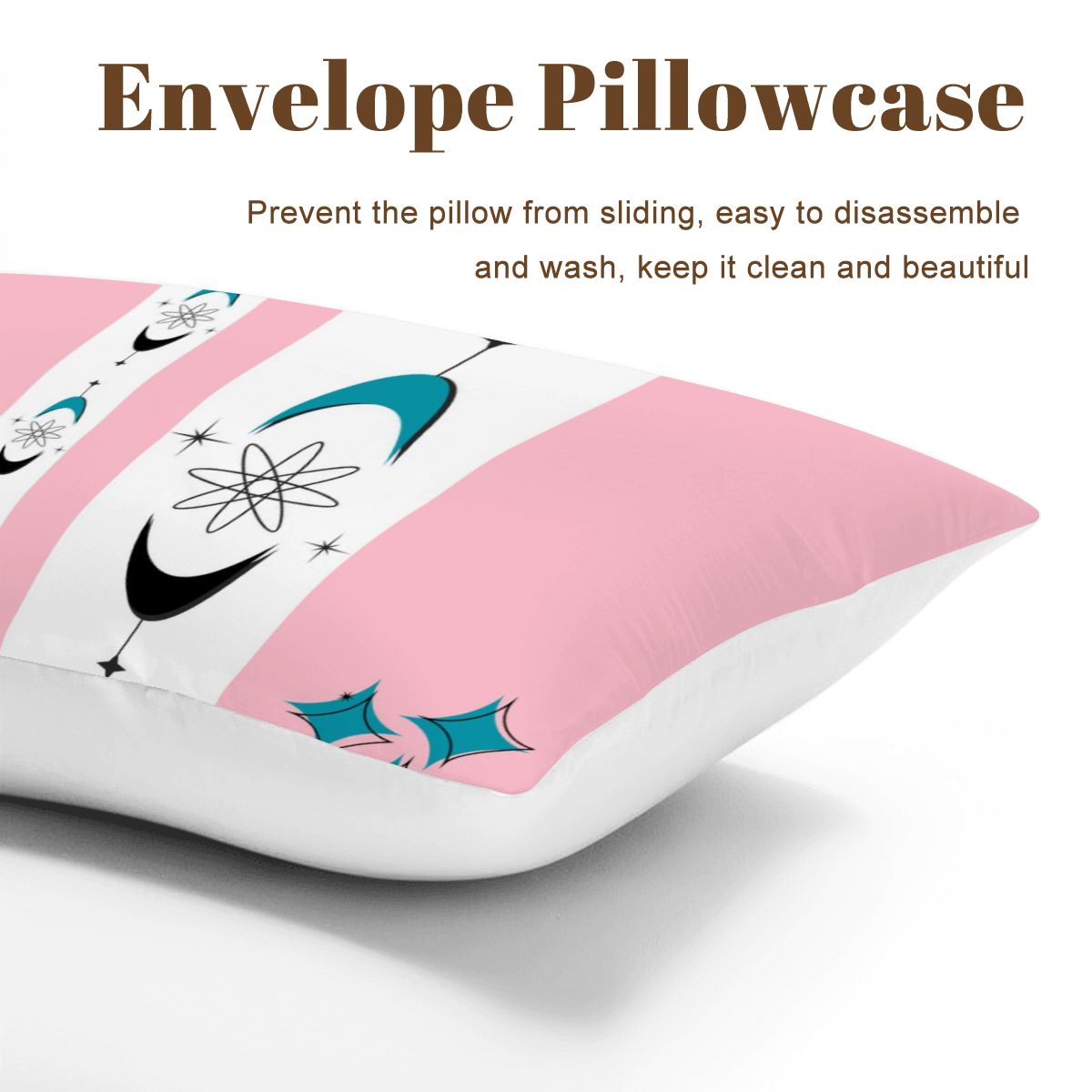 Atomic 50s Pink, Teal Mid Century Modern Bedding King Comforter Set - Mid Century Modern Gal