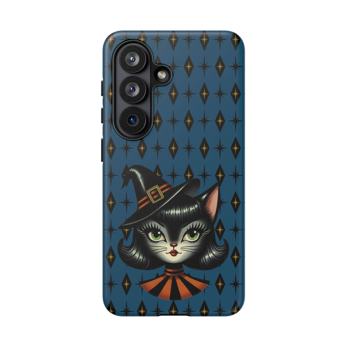 Vintage Halloween Black Cat Sexy Sexton Mid Century Modern Blue Tough Phone Case