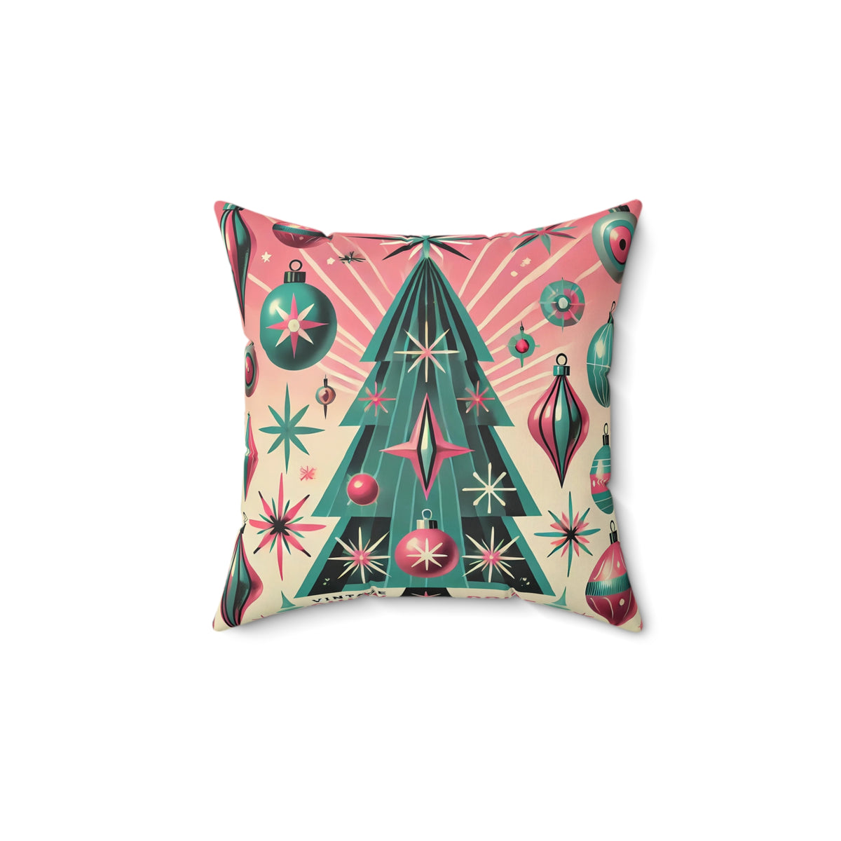 Shiny Brite Vintage Christmas Tree Decorative Pillow - Festive Holiday Vibes - Mid Century Modern Gal