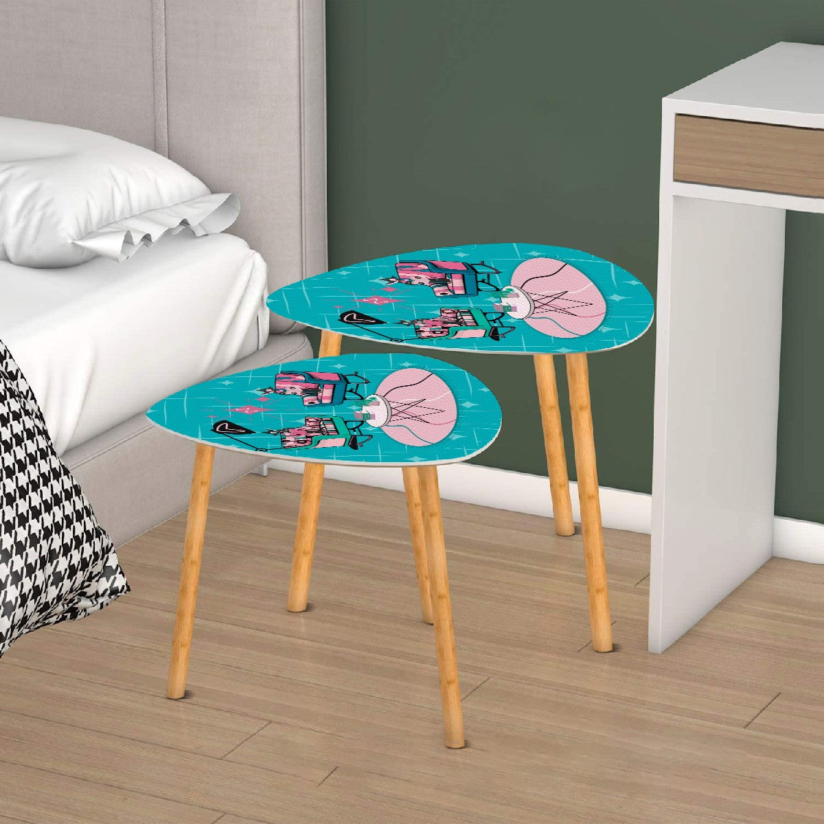 Atomic Cat, Kitschy Mid Mod Livingroom Retro Nesting Table-Book Talk - Mid Century Modern Gal
