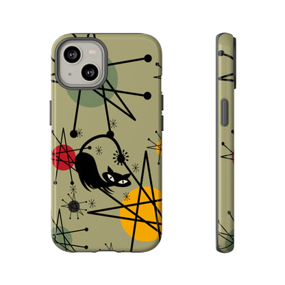 Mid Century Modern Atomic Cat, Retro Chic Groovy Mod Samsung, Smart Phone Tough Cases