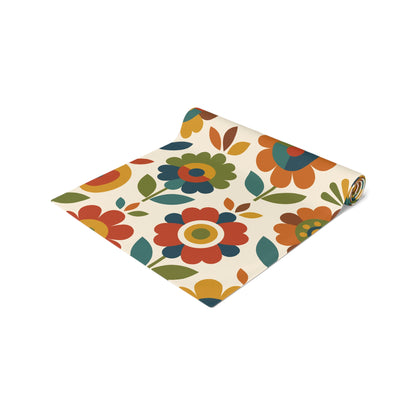 Mid Century Modern Scandinavian Floral Earth Tones Table Runner - Mid Century Modern Gal
