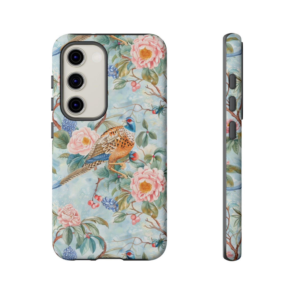 Chinoiserie Designed Floral Pheasant Phone Case with Bird Design