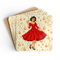 Mid Century Modern Christmas Martini Gal Corkwood Coaster Set
